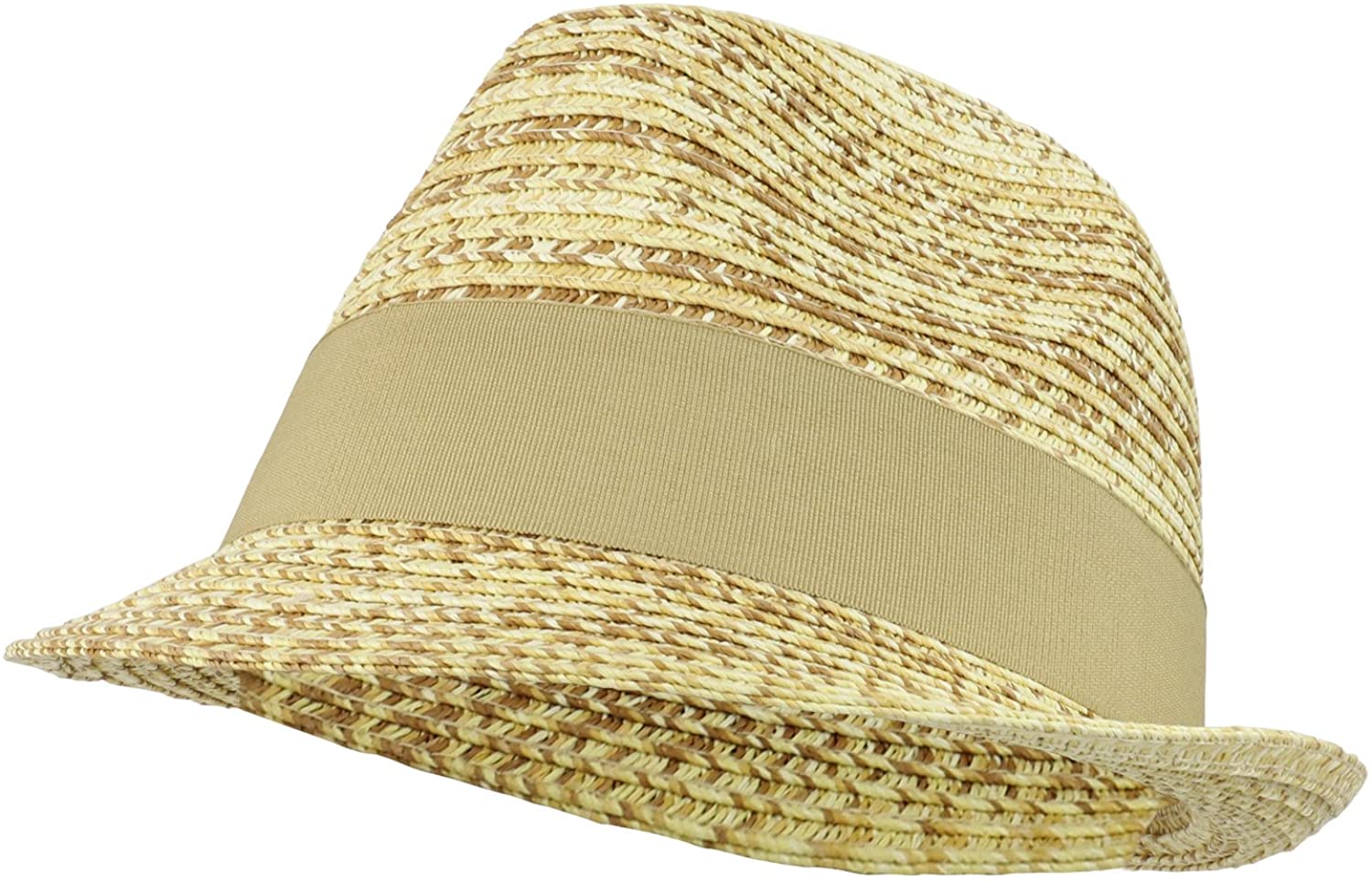 Armycrew Lightweight Straw Fedora Hat with Pleated Bow Band