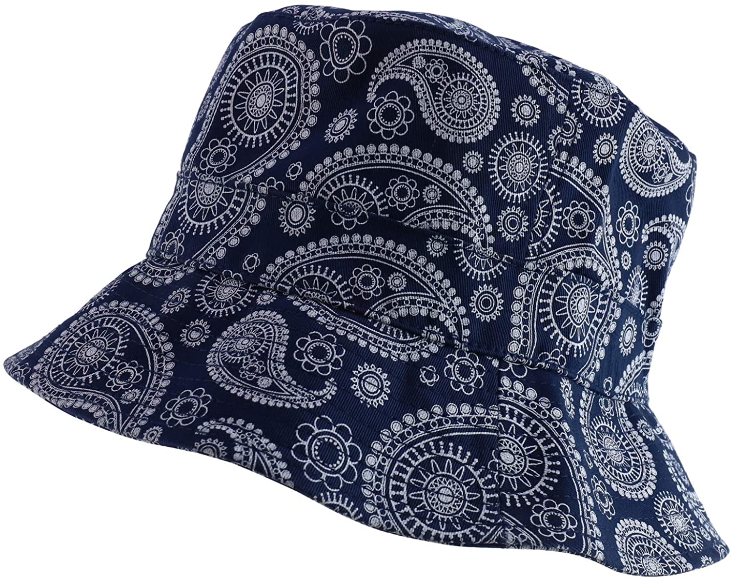 DECKY Paisley Bandana Print 100% Cotton Bucket Hat - Black - L-XL
