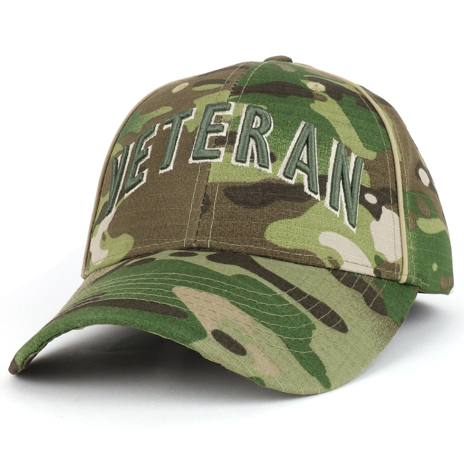 Armycrew Veteran Font 3D Embroidered Camouflage Print Structured Baseb