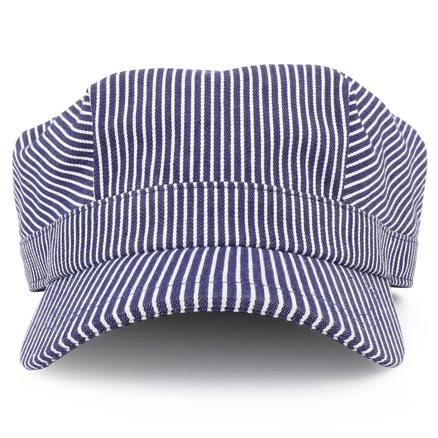 Armycrew Denim Blue Stripe Train Engineer Conductor Cap Fits Infant to Adult 2XL - Blue - 48CM