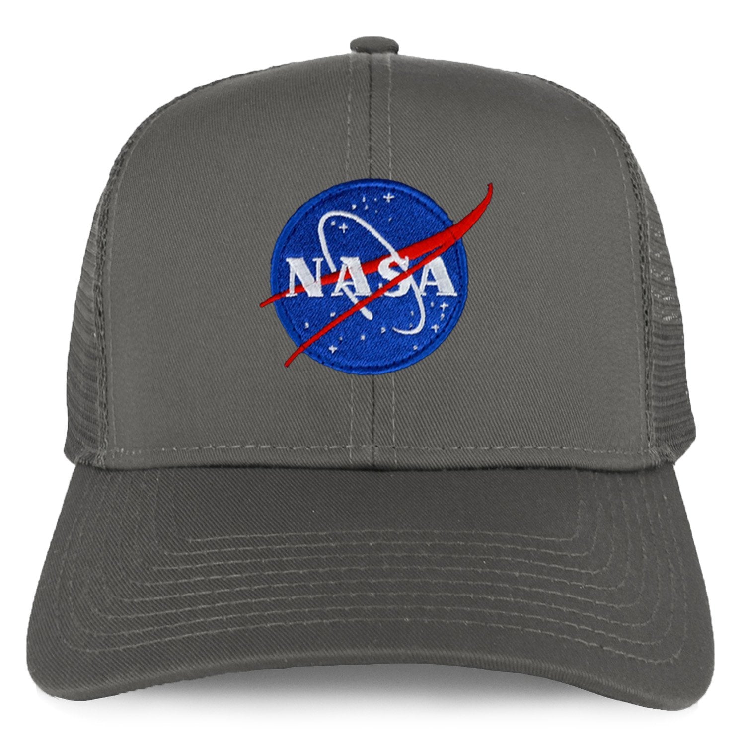 Armycrew XXL Oversize NASA Small Insignia Logo Patch Mesh Back Trucker Baseball Cap - Black