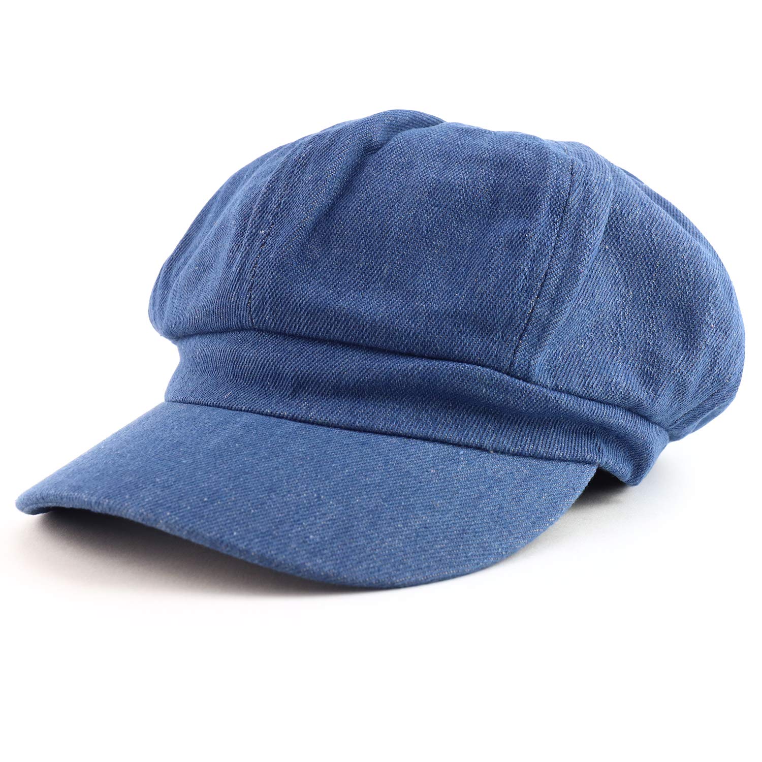Women's Lightweight 100% Cotton Soft Fit Newsboy Cap with Elastic Back - Black