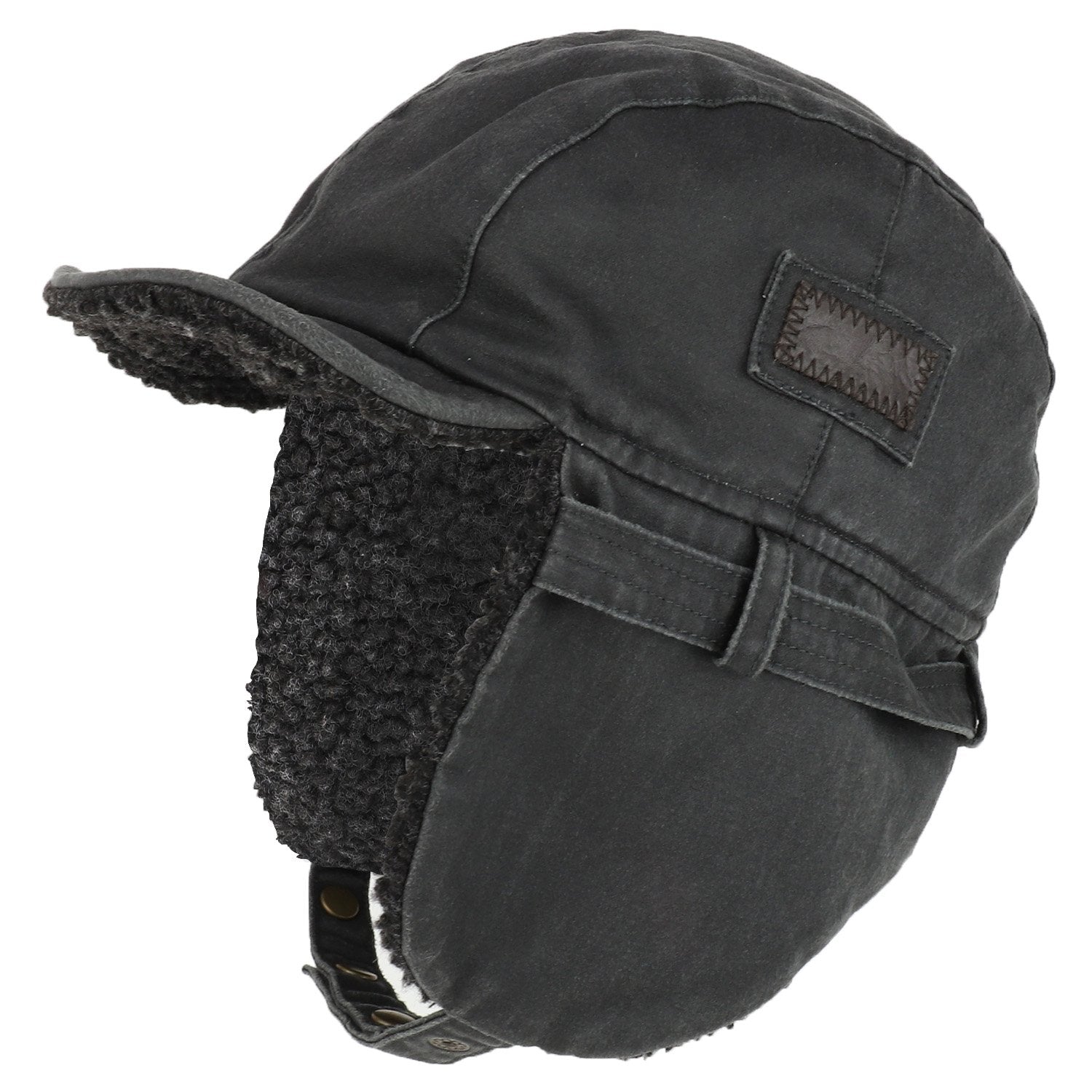 Rugged Distressed Sherpa Lined Aviator Pilot Cap