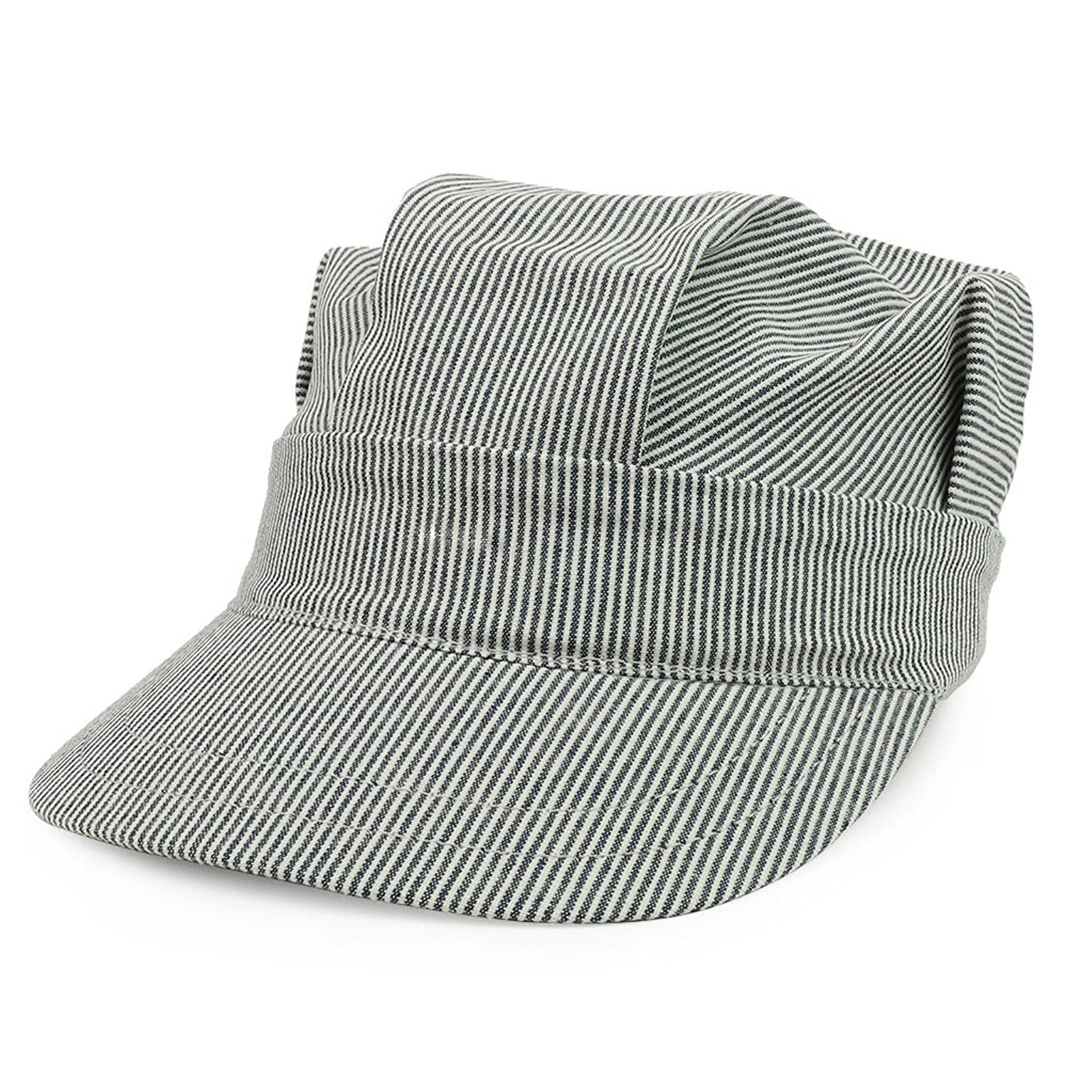 Armycrew Made in USA Striped Rail Road Train Engineer Conductor Adult Cap
