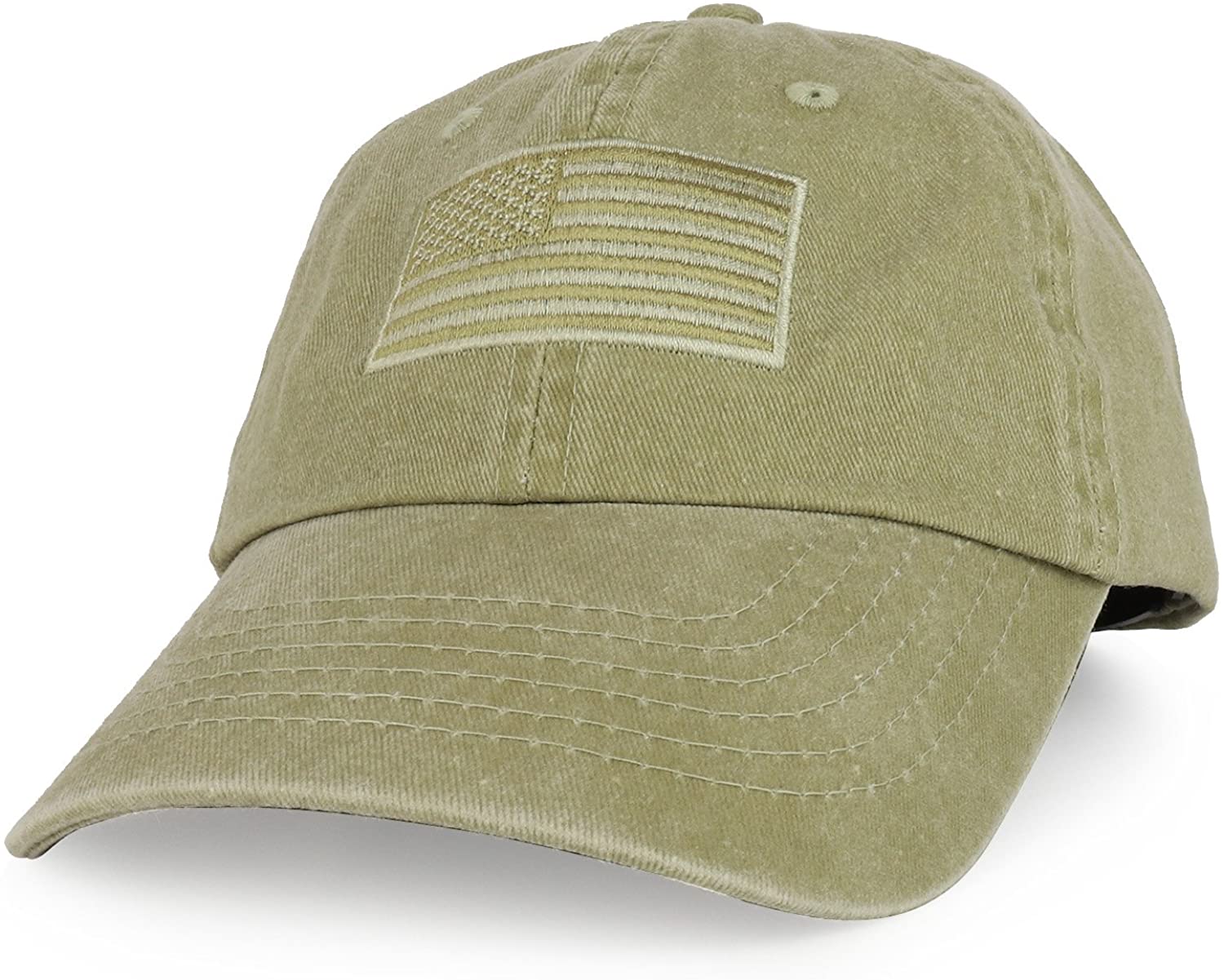 Armycrew USA American Flag Embroidered Unstructured Pigment Dyed Baseball Cap