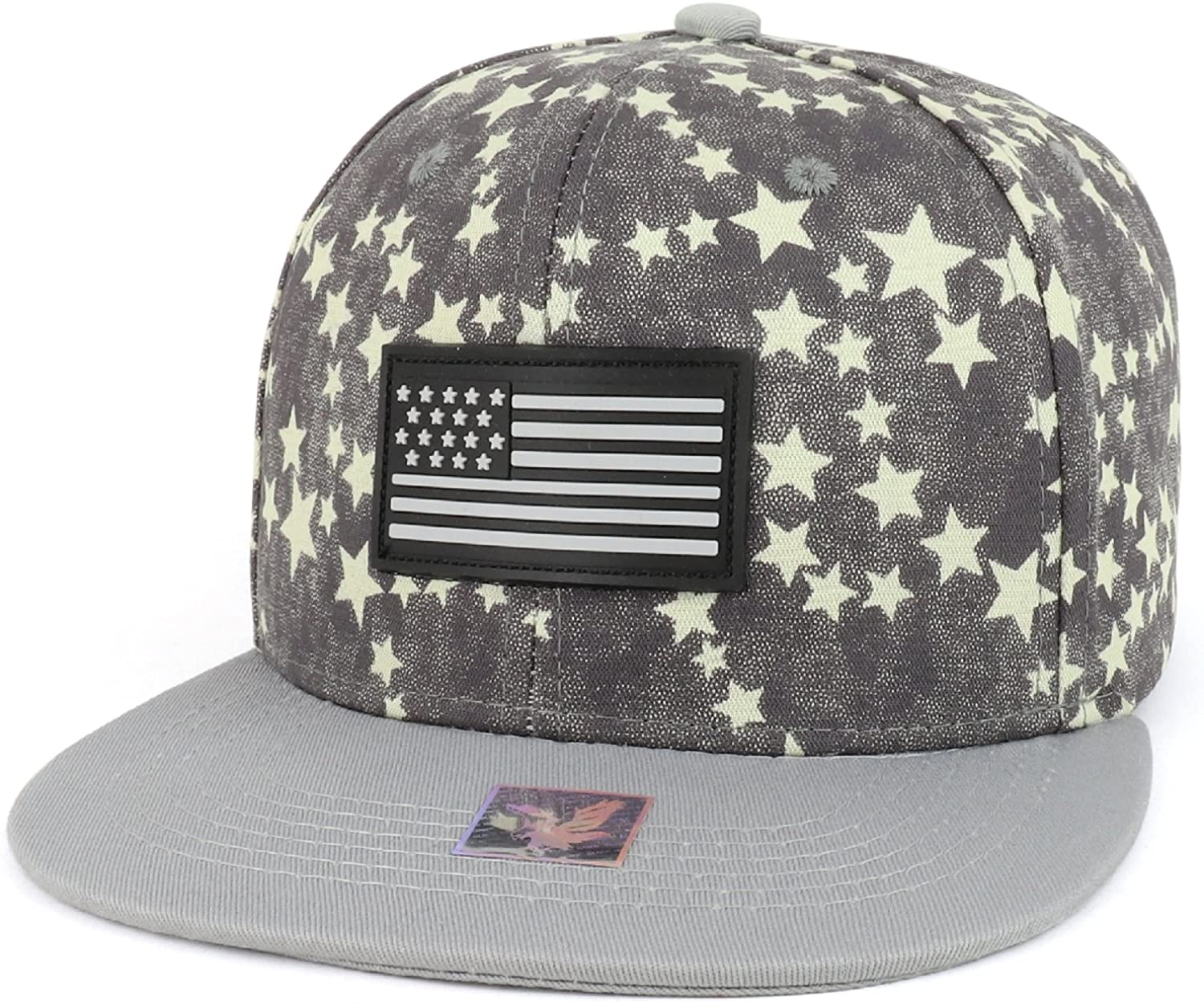Armycrew USA Rubber Flag Patch Embroidered Star Panel Cotton Snapback Cap