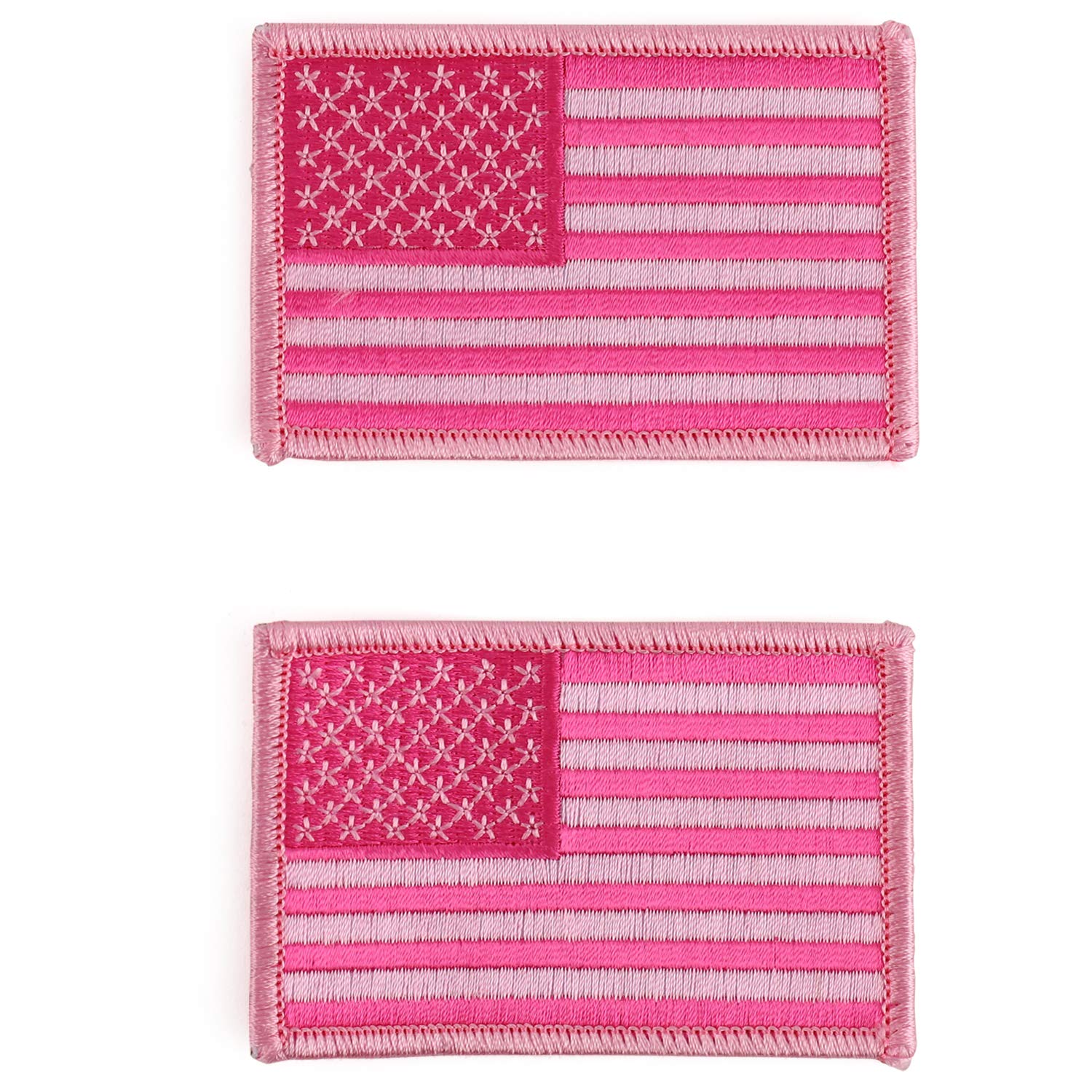 USA American Patriotic Flag Embroidered Iron On Patch 2 Piece Pack