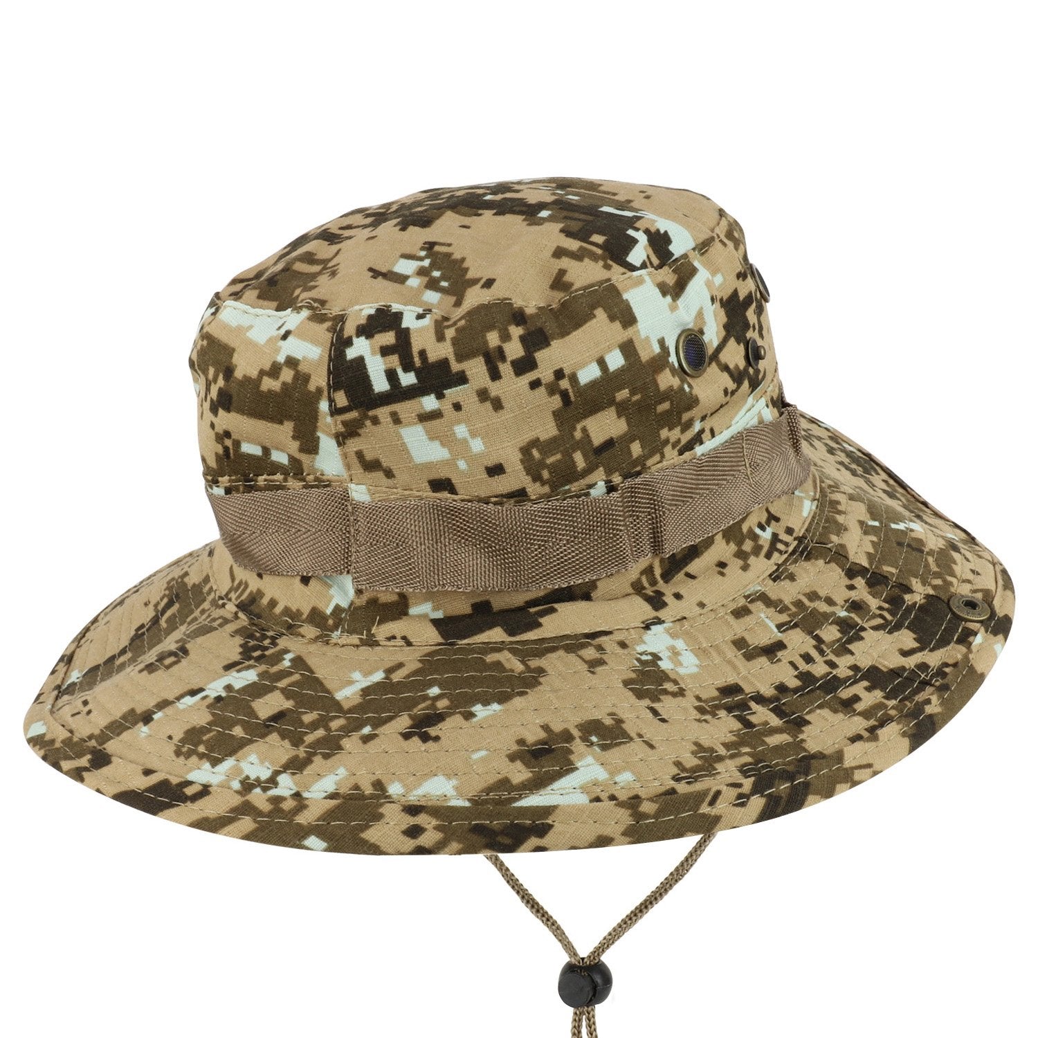 Armycrew Military Pixelated Camo Boonie Hat with Adjustable Chin Strap