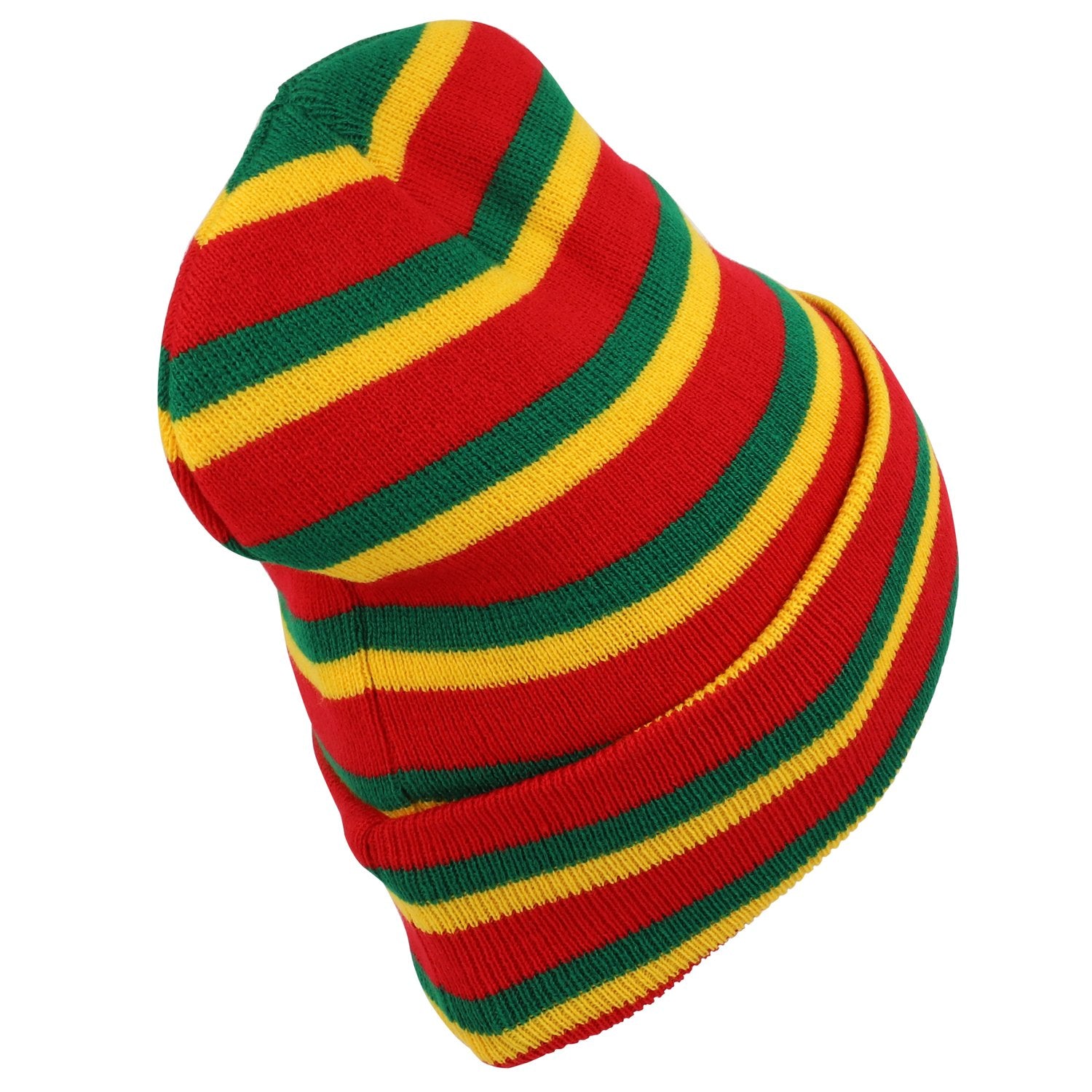 Armycrew Rasta Red Green Yellow Multi Colored Cuff Long Beanie Hat
