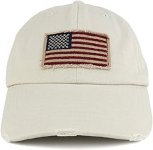 Armycrew Washed Frayed Bill USA American Flag Cotton Twill Baseball Cap
