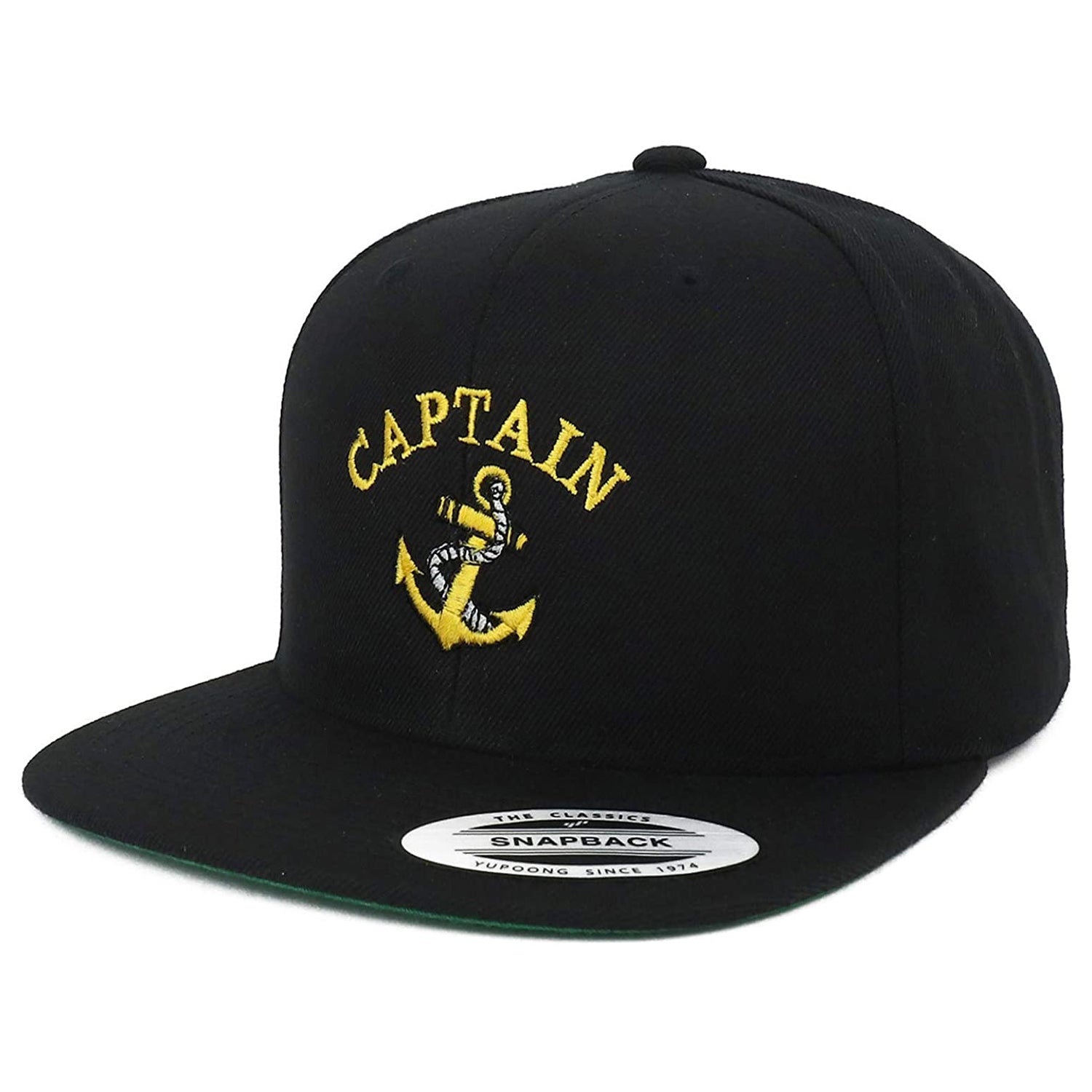 Armycrew Flexfit Oversize XXL Captain Anchor Logo Embroidered Structured Flatbill Snapback Cap