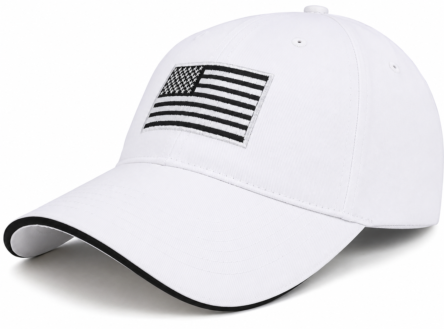 Armycrew Made in USA Structured Grey American Flag Embroidered Sandwich Bill Cap