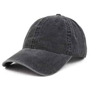 Armycrew XXL Oversize Big Washed Cotton Pigment Dyed Unstructured Baseball Cap - Black