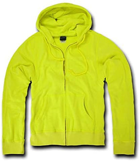 Basic High Visibility Neon Zip Up Hoodies (S, Neon Yellow)