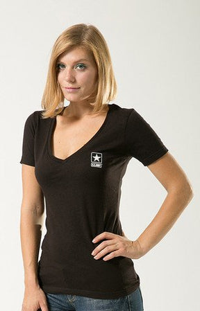 Rapid Dominance Military Women's Slim Fit V-Neck Cotton Tee - Army