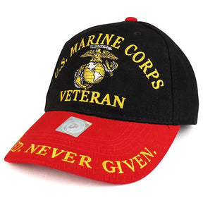 Armycrew Officially Licensed US Marine Corps Veteran Embroidered Cotton Baseball Cap