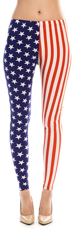 VM Women's American Flag Ankle Jeggings Leggings Patriotic Pants (Plus Size)