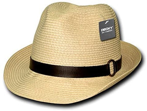 Breathable Natural Paper Braid Woven Fedora with Leatherette Headband