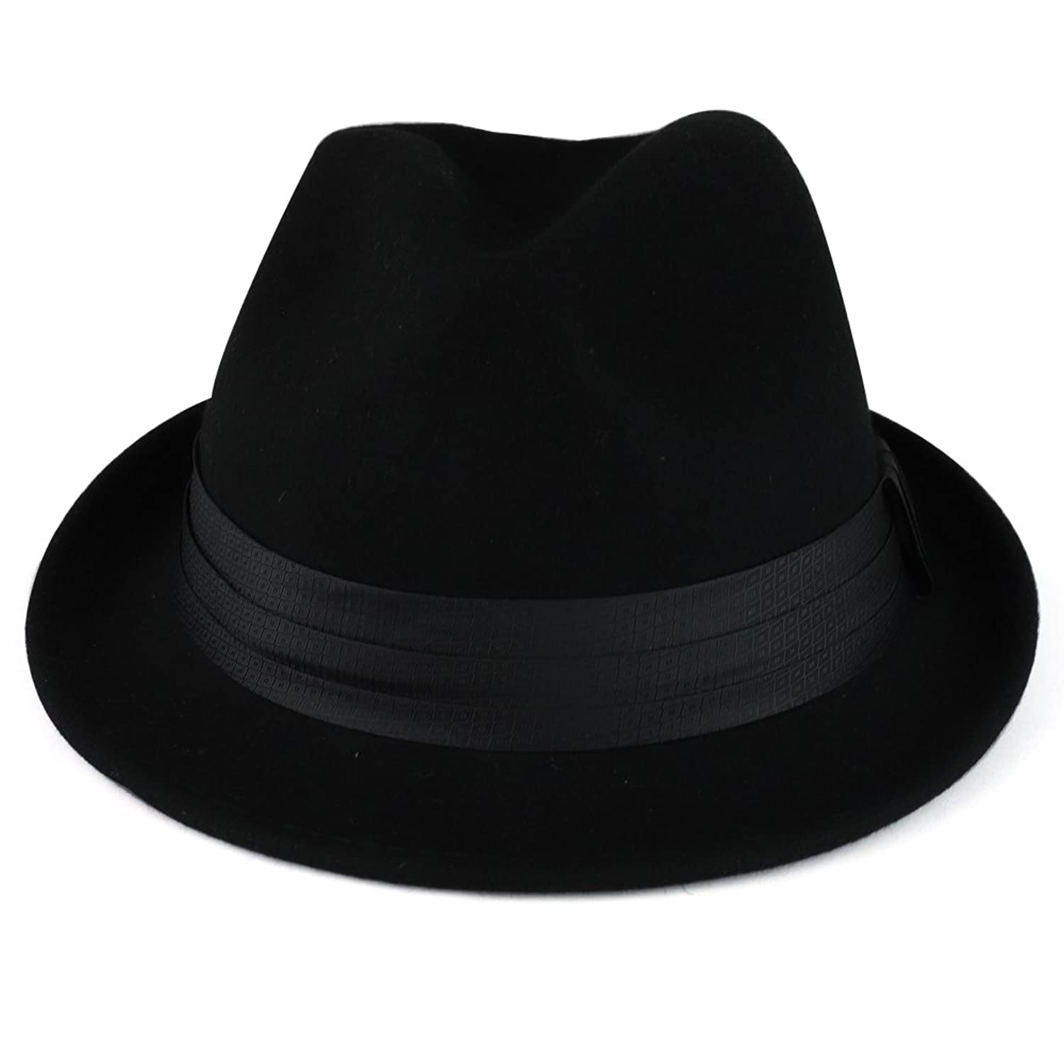 Armycrew XXL Big Size Wool Felt 2 Inch Brim Trilby Fedora Hat with Satin Hat Band