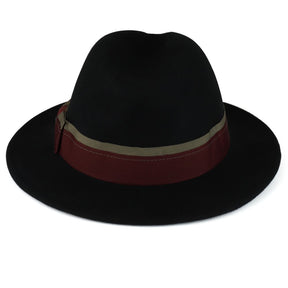Armycrew XXL Big Size Wool Felt Hat with Feathered Dual Color Hat Band