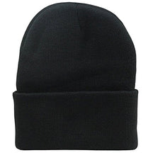 MADE IN USA 12 inch Long Knit Cuff Beanie Watch Cap (One Size, Black)