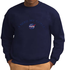 Men's NASA I Need My Space Insignia Embroidered Crewneck Sweatshirt