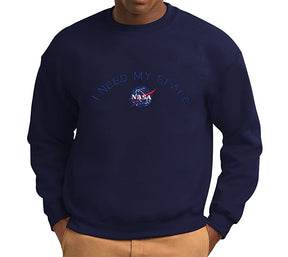 Men's NASA I Need My Space Insignia Embroidered Crewneck Sweatshirt