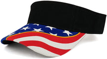 USA Flag Printed Bill Brushed Cotton Twill Sun Visor