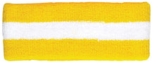 Cotton Terry Cloth Stretchy Stripe Sports Headband - BLUE WHITE