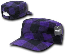 Military BDU Style Plaid Design Flat Top Adjustable Cap