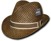 Two Tone Headband Paper Braid Woven Fedora Hat