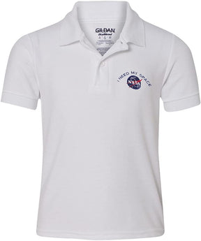 Youth I Need My Space NASA Insignia Embroidered Double Pique Polo Shirt