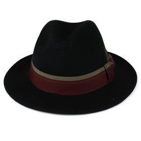 Armycrew XXL Big Size Wool Felt Hat with Feathered Dual Color Hat Band