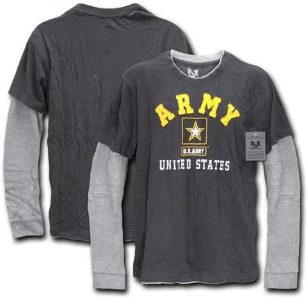 Men's Military Double Layer Long Sleeve T-Shirt - Army