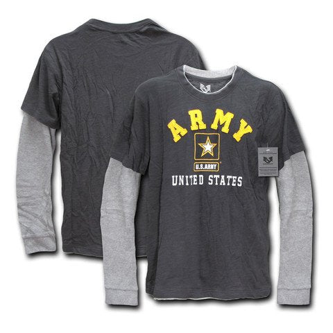 Men's Military Double Layer Long Sleeve T-Shirt - Army