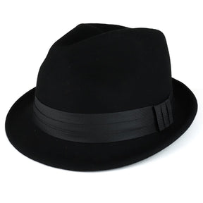 Armycrew XXL Big Size Wool Felt 2 Inch Brim Trilby Fedora Hat with Satin Hat Band