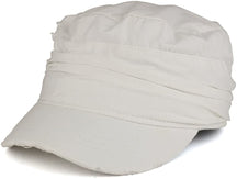 Vintage Frayed Wrinkled Elastic Band Cadet Style Army Cap