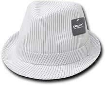 Classic Poly Woven Pinstripe Fedora Hat with Hat Bands