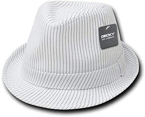 Classic Poly Woven Pinstripe Fedora Hat with Hat Bands