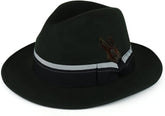 Armycrew XXL Big Size Wool Felt Hat with Feathered Dual Color Hat Band
