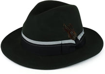 Armycrew XXL Big Size Wool Felt Hat with Feathered Dual Color Hat Band