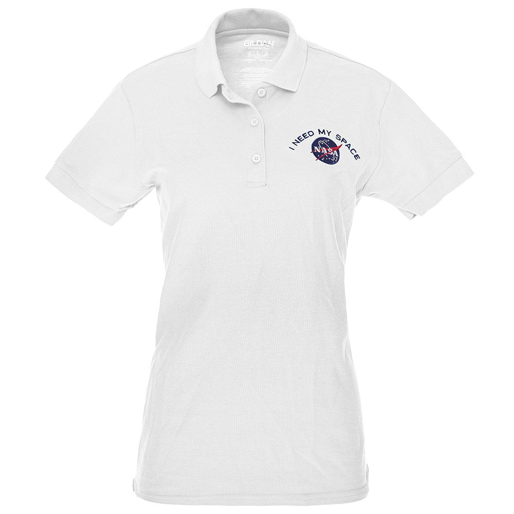 Ladies I Need My Space NASA Meatball Embroidered Poly Jersey Polo Shirt