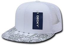 DECKY Paisley Bandana Print Flat Bill Trucker Mesh Snapback Cap - Black Grey