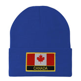 Made in USA - Canada Flag Embroidered Patch Winter Long Cuff Beanie