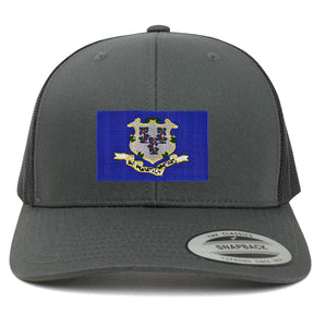 Armycrew New Connecticut State Flag Embroidered Patch Retro Trucker Mesh Cap