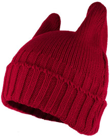 PUSSYHAT Warm Embellished Cat Ear Knit Winter Beanie Hat - Beige