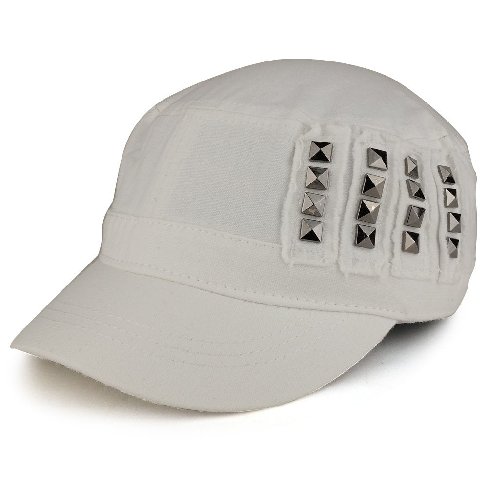 [JEEP]★23FW★Detroit MI military cap (JP1GCU514) 4 Panel Army Style Flat Top Military Cap with Metallic Studs