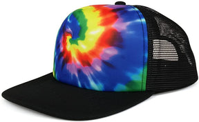 Armycrew Tie Dye Printed Foam Front Flat Bill Trucker Mesh Back Cap
