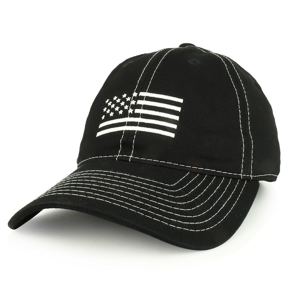 Armycrew American Flag Embroidered Contrast Stitch Soft Crown Dad Hat