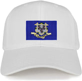 Armycrew New Connecticut State Flag Embroidered Patch Adjustable Baseball Cap - White